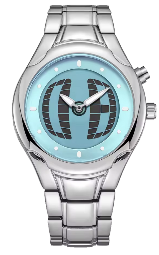 Montre Orbe à cadran bleu, boîtier et bracelet argentés
